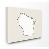 Stupell Industries Wisconsin Home State Map Neutral Print Design Canvas Zidna umjetnost Daphne Polselli