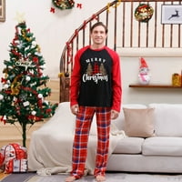 Odgovarajući obiteljski pidžama setovi Božićna pidžama top s printom slova i karirane pidžame hlače Božićna spavaćica