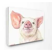 Stupell Industries Velika svinja glava životinja akvarel Slikanje platna zidna umjetnost George Dyachenko