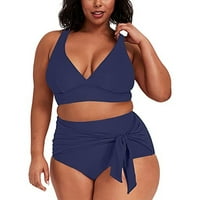Plus size kupaći kostim za žene ženski kupaći kostim visokog struka leopard print dvodijelni kupaći kostim Plava