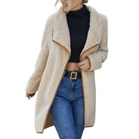 Ženska zimska jakna od ovčje vune dugih rukava s reverom, krznena jakna, pahuljasti krzneni kaput