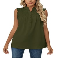 Beiwei dame ljetni gornji štand ogrnik majice gumbi tenk vrhovi seksi majice žene pulover bez rukava udobna bluza
