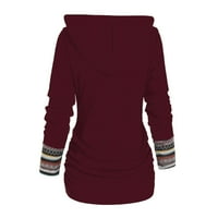 Ušteda za klirens Geometrijska pruga s kapuljačom gornje gumb dugih rukava gornji vrhovi pulovera za žene