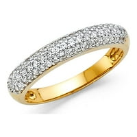 Čvrsta 14K žuti zlatni prsten okrugli kubični cirkonij CZ obljetnicu vjenčanja Veličina 11.5
