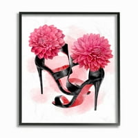 Stupell Industries ružičasta visoka peta glamura modno slikanje cvijeća uokvirena zidna umjetnost Ziwei li