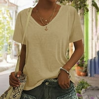 Ženske majice kratkih rukava s velikim izrezom U obliku slova U, široke košulje, ljetna ležerna jednobojna Majica,
