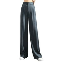 Ženske široke hlače Pune dužine s visokim elastičnim strukom, poslovne casual Radne hlače, duge ravne hlače od