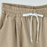 Ženske ljetne kratke hlače od pamuka i lana s printom, hlače srednje duljine, ženske casual kratke hlače s džepovima,