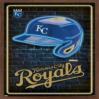 Kansas City Royals - plakat neonske kacige, 14.725 22.375 uokviren