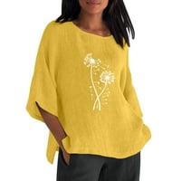 Ženske majice dugih rukava s kornjačinim vratom ženske široke majice s okruglim vratom s cvjetnim printom ležerna