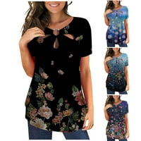 Ženske elegantne majice i bluze, cvjetni vrhovi, ljetne Ležerne majice kratkih rukava s okruglim vratom, bluze