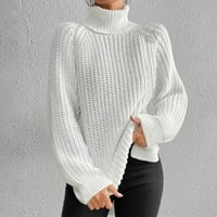 Ženski džemper s dolčevitom srednje dužine dugih rukava jednobojni casual pleteni vrhovi širokog kroja klasični