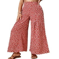 Ženske ljetne hlače široke noge labave boho cvjetne otiske visokog struka ležerne vrećice