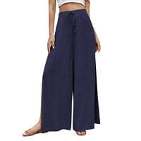 Durtebeua žene joge hlače s džepovima povremene udobne hlače visokog struka plave