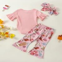 Dojenčad odjeća za djevojčice ruffle romper bodysuit cvjetne halene hlače odjeće za glavu