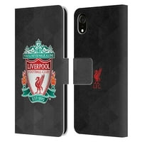 Dizajn glavnih slučajeva službeno licenciran Liverpool Football Club Crest Black Geometric Leather Book Cover
