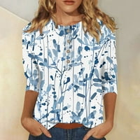 Tobchonp Fashion Summer majice Botaničke cvjetne košulje puloverske majice Novi dolasci Tees Woman Svjetlo Bluexxl