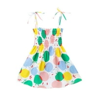 Haljine za djevojčice s naramenicama s limunskim printom haljina za klizanje na plaži višebojna od 3 do 4 godine