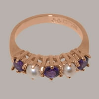 Britanci su napravili 10k ružičasto zlato prirodni ametist i kultivirani biserni ženski prsten za vječnost - Opcije