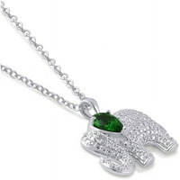 Dijamantni naglasak i smaragdni draguljski slon Slon modni privjesak, 18 lanac