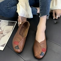 Sandale žene široke širine moda četiri sezona casual cipele ravne okrugle nožne prstiju kože solidne boje ostavlja
