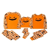 Suanret Halloween obiteljska pidžama Set Set Buffin Baloon Tisak dugih rukava hlače za spavanje noćne odjeće narančaste