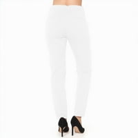 Ženske hlače s visokim strukom Duge ležerne hlače Čvrsta boja Ravna vitka noga Ljetne hlače s džepovima White