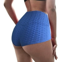 Ženske kratke hlače za jogu s jednobojnim printom, kratke hlače za vježbanje u plavoj boji