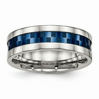 Mia Diamonds od nehrđajućeg čelika polirana plava ip -pozlaćeni vjenčani zaručnički pojas Veličina prstena - 9
