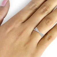 Nakit klub 0. Prsten od čistog srebra u križnom uzorku-bijeli dijamantni prsten od 0 karata. Prsten od sterling