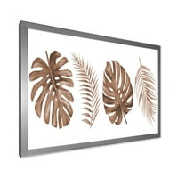 DesignArt 'Tropska palma i monstera list u terakoti' tradicionalni uokvireni umjetnički tisak