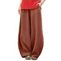 Kali_store ženske hlače hlače za žene visokog struka ležerne hlače Baggy Rastely Wide Nog Streetwear kava, m