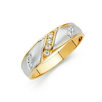 Jewels 14K bijelo i žuto zlato prsten dva tona okrugli kubični cirkonia cz muški obljetnicu vjenčanja Veličina