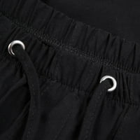 Iopqo kratke hlače za žene lanene hlače kratke hlače kratke hlače povremene ženske pamučne elastike s džepovima
