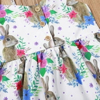 Siguny Girls je linijska haljina za dijete za čišćenje dječjeg zečeva Uskrsni zečevi lijepi gumb naplaćeni ruffle