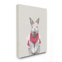 Stupell Industries Bunny Rabbit Pink Odjeća Portret Slikanje životinja Platno zidna umjetnost Ziwei Li