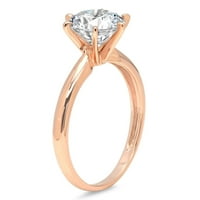Prsten od ružičastog zlata od 18 karata s imitacijom dijamanta okruglog reza od 0,5 karata od 6,5 karata