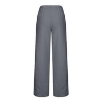 Ženske hlače izvučene hlače srednjih hlača labave udobne elastične struke Duge hlače duge široke hlače s džepovima