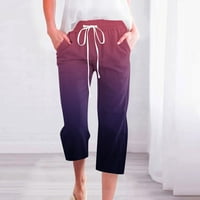 Ženske Ležerne široke duge hlače s elastičnim elastičnim strukom i džepom Capri