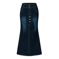 Wozhidaose maxi haljina za žene suknje za žene casual front gumb oprane traper a-line suknje duge jean suknje