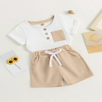Ljetna odjeća za dječake, majica kratkih rukava kontrastne boje + kratke hlače, Komplet odjeće za malu djecu