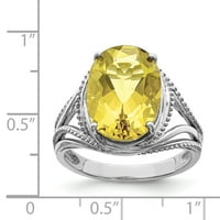 Prsten od limunskog kvarca izrađen od čistog srebra. Težina dragulja-5,4 karata
