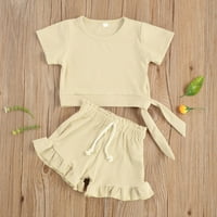 Kiapeise novorođenčad djevojčice s dvodijelnim odijelom set kratkih rukava vrhova od čipke+kratke hlače set za