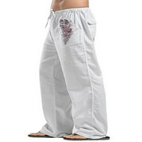 Vunene Muške hlače s elastičnim strukom, Ležerne hlače, muška odjeća za trčanje za slobodno vrijeme, bijela 3