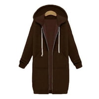 Predimenzionirani kaput za žene jesen / zima Sherpa jakna od flisa s dugom kapuljačom jednobojni široki kaput