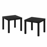Klasični kvadratni pomoćni stolić od 2 komada, Set od 2 komada, crni