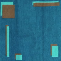 Tvrtka Alibudes strojno pere kvadratne apstraktne tirkizno plave moderne unutarnje prostirke, kvadratne 5 stopa