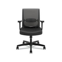 Stolna stolica sa srednjim naslonom, Podesiva za zakretanje i naginjanje, može izdržati do 1 kg, vinil, crni naslon