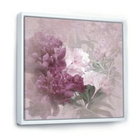 DesignArt 'Drevni ružičasti i ljubičasti cvjetovi II' Tradicionalno uokvireno platno zidno umjetnički tisak