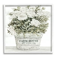 Stupell Industries Farmhouse Saditer White ruse cvjetovi rustikalni stol slikati bijeli uokvireni umjetnički tisak